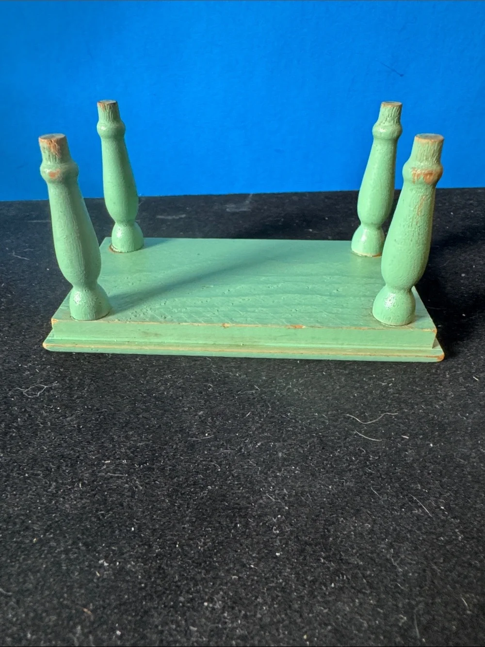 Rustic, vintage dollhouse Green Wooden Pedestal Table-distressed
